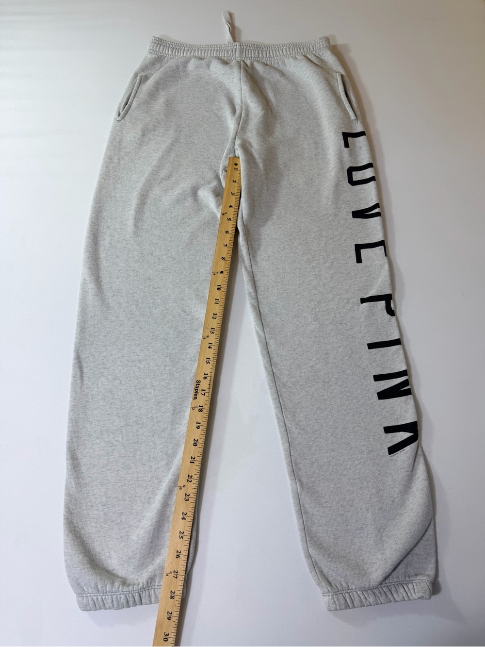 Victoria’s Secret LOVE PINK Gray Jogger Sweatpants Drawstring Women’s Sz Medium - Picture 2 of 5